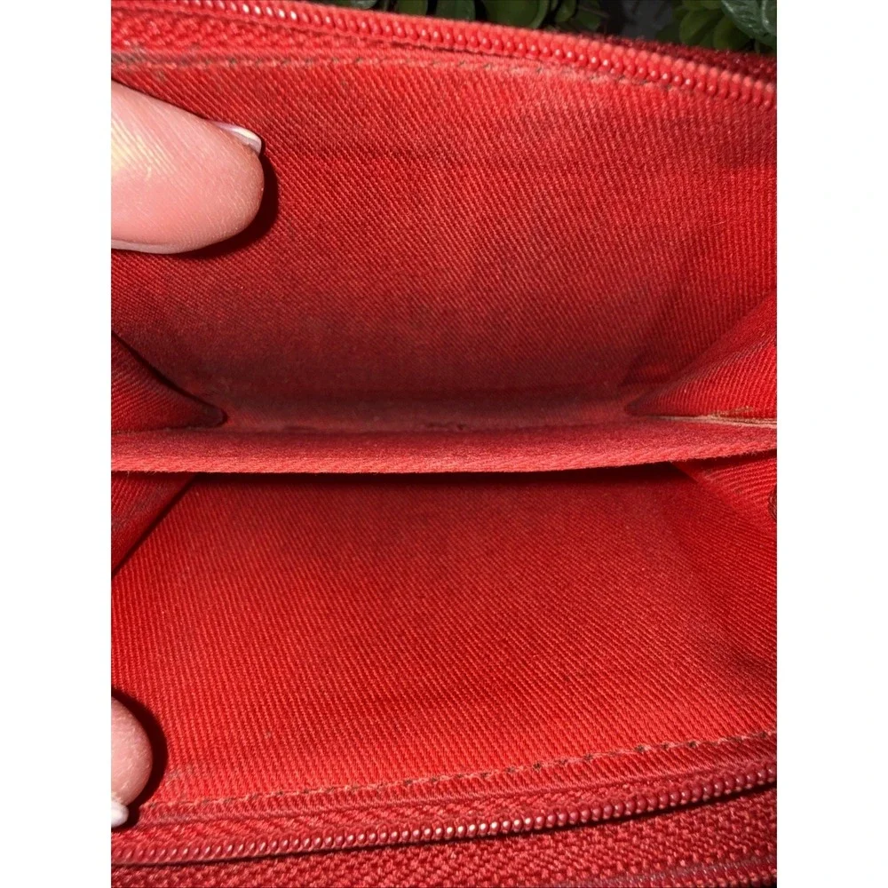 TUSK Red Leather Double Zip Around Wallet 4